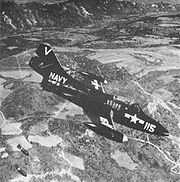 Warbird picture - Airplane picture - A VF-111 F9F-2 dropping bombs in Korea, 1951/52