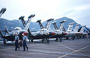 Warbird picture - Airplane picture - F9F-5s of VF-111 on the USS Lake Champlain in 1953.