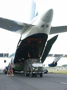 Airplane Picture - Container being lifted into the belly of an Antonov An-124