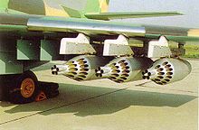 Airplane Picture - The under-wing pylons of the Il-102, armed with unguided rocket pods