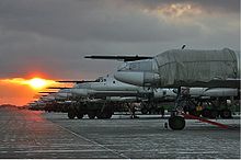 Airplane Picture - A lineup at sunset of Tu-95MS at Engels Air Force Base in December 2005.