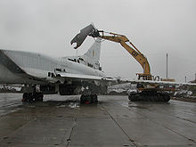 Airplane Picture - A Ukrainian Tu-22M is dismantled through assistance provided by the Cooperative Threat Reduction Program implemented by the Defense Threat Reduction Agency.