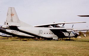 Warbird Picture - An-8 Camp of the Soviet Air Force displayed at the Monino Museum near Moscow in 1994