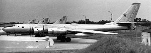 Warbird Picture - The Tu-95LAL test aircraft. The bulge in the middle covers the reactor.