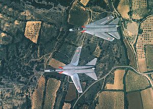 Warbird Picture - The Dassault Mirage G8-01 and G-8-02 prototypes in flight. The G8-01's wings are swept.