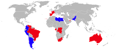 Airplane Picture - Map of Mirage III/V operators (former operators in red)