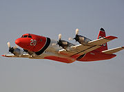 Aero Union P-3A Orion taking off from Fox Field, Lancaster, California, to fight the North Fire