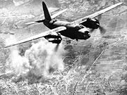 B-26 flying over its target during World War II.