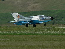 Airplane Picture - MiG-21 LanceR 'C' taking off from the RoAF 71st Air Base