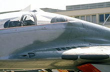 Airplane Picture - MiG-29UB on display, showing gunport
