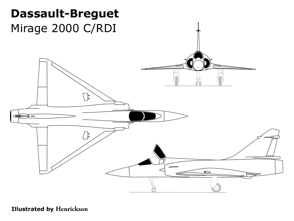 Airplane picture - Mirage 2000 3-view