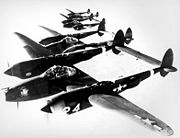 Airplane Pictures - Four P-38s flying in formation