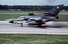 Airplane Picture - A German Navy Tornado IDS landing at RAF Mildenhall in 1984 with the Thrust Reverse deployed