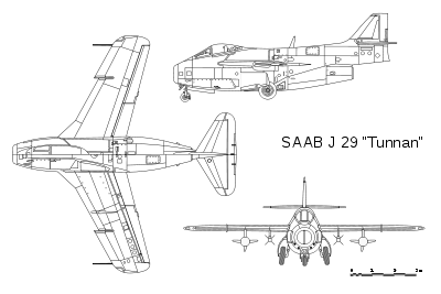 Airplane picture - SAAB J 29 Tunnan - 3D drawing