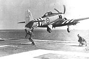 Airplane Pictures - A Sea Fury FB-11 launches from HMS Glory in 1951