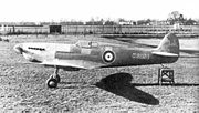 Airplane Pictures - The unpainted Spitfire prototype K5054 at Eastleigh airfield, just before the first flight. The angled rudder mass balance, fixed, unfaired main undercarriage and tailskid can be seen