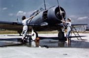 Airplane Pictures - WAVES washing a SNJ at NAS Jacksonville.