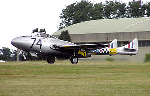 Warbird picture - WZ507, a Vampire T 11 trainer variant, operated by the Vampire Preservation Group at North Weald, Essex, UK