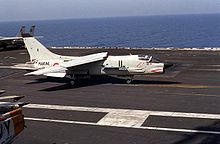 Airplane Picture - French Navy F-8E(FN) aboard an American aircraft carrier