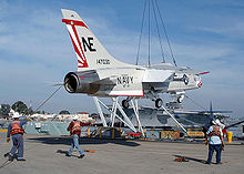 Airplane Picture - F-8K in markings of VF-111 arrives at the USS Midway museum in San Diego in 2005