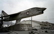 Airplane Picture - A former US Navy F-8 static display after Mount Pinatubo eruption