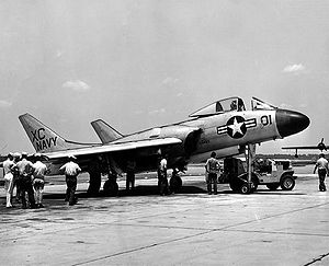 Airplane Picture - An F7U-3 Cutlass on the ramp at Naval Air Station Jacksonville.