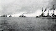 A battleship squadron of the Hochseeflotte at sea