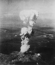 The mushroom cloud over Hiroshima after the dropping of "Little Boy".