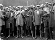 Airplane Pictures - Mistreated and starved prisoners in the Mauthausen camp, Austria, 1945.